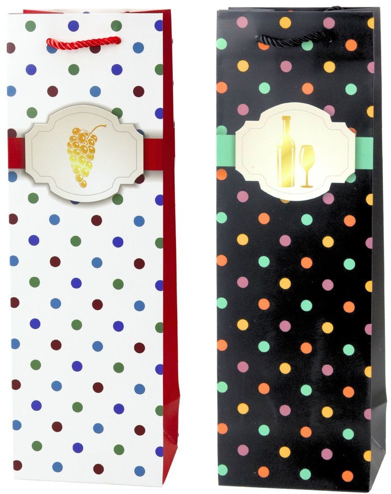 Torba Prezentowa Na Wino Butelkę W Kropki 35 x 12 x 9 cm LEAN