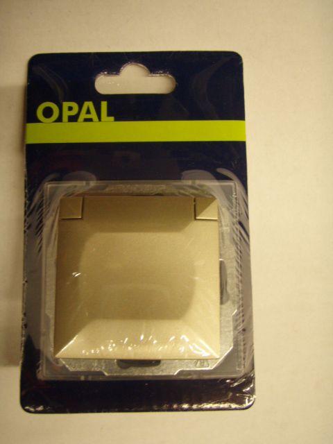 Abex Gniazdo z uziemieniem i klapką opal/perła satynowe