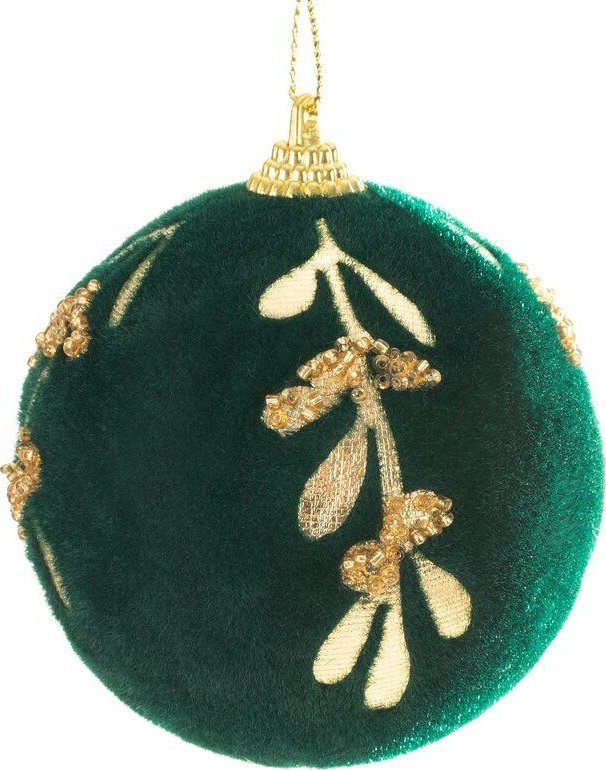 Eurofirany Plastikowa bombka z ozdobnym wzorem 10 cm zielona+złota x4
