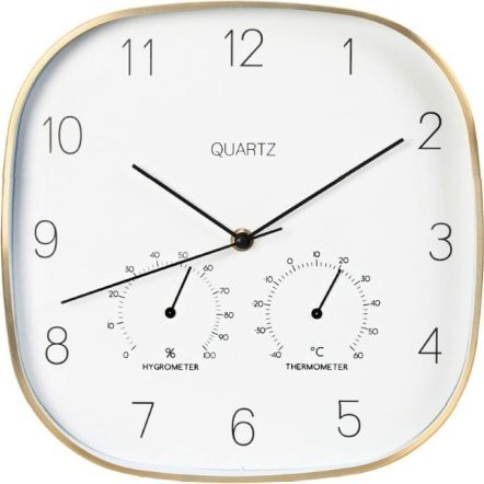 Koopman Zegar ścienny złoty z termometrem nowoczesny 28,5 cm