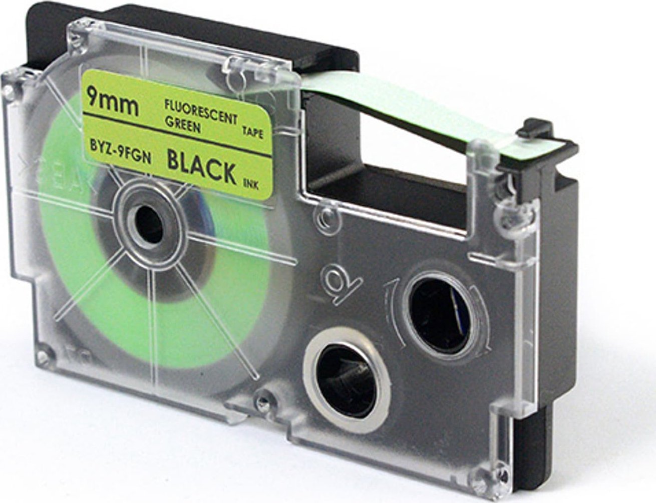 JetWorld Taśma JetWorld Zamiennik Casio Czarny na Fluorescencyjnym Zielonym 9mm x 5,5m (XR-9FGN, XR9FGN)