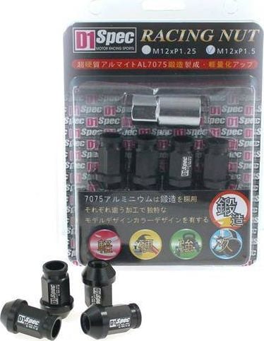 D1Spec_D Nakrętki D1SPEC Replica 40mm M12x1.25 Black