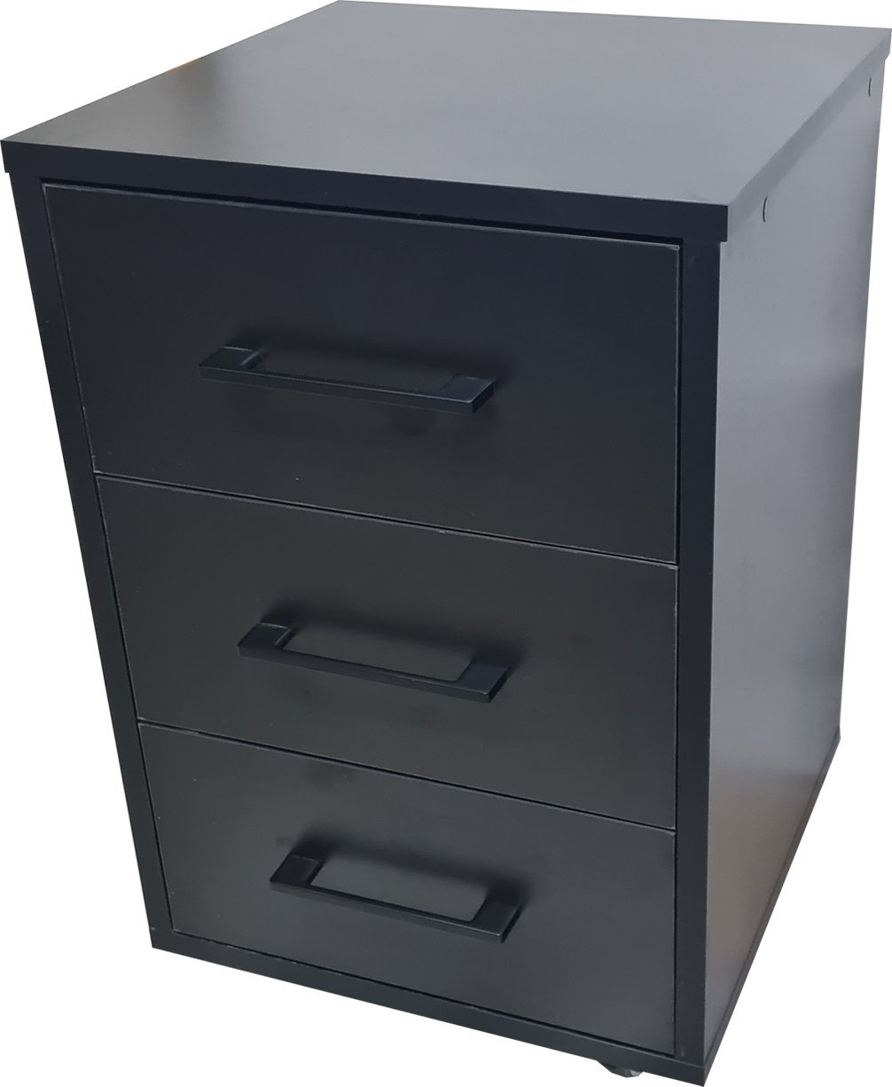 KONTENEREK POD BIURKO DO SZAFY Z 3 SZUFLADAMI NA KKACH CZARNY DAMING