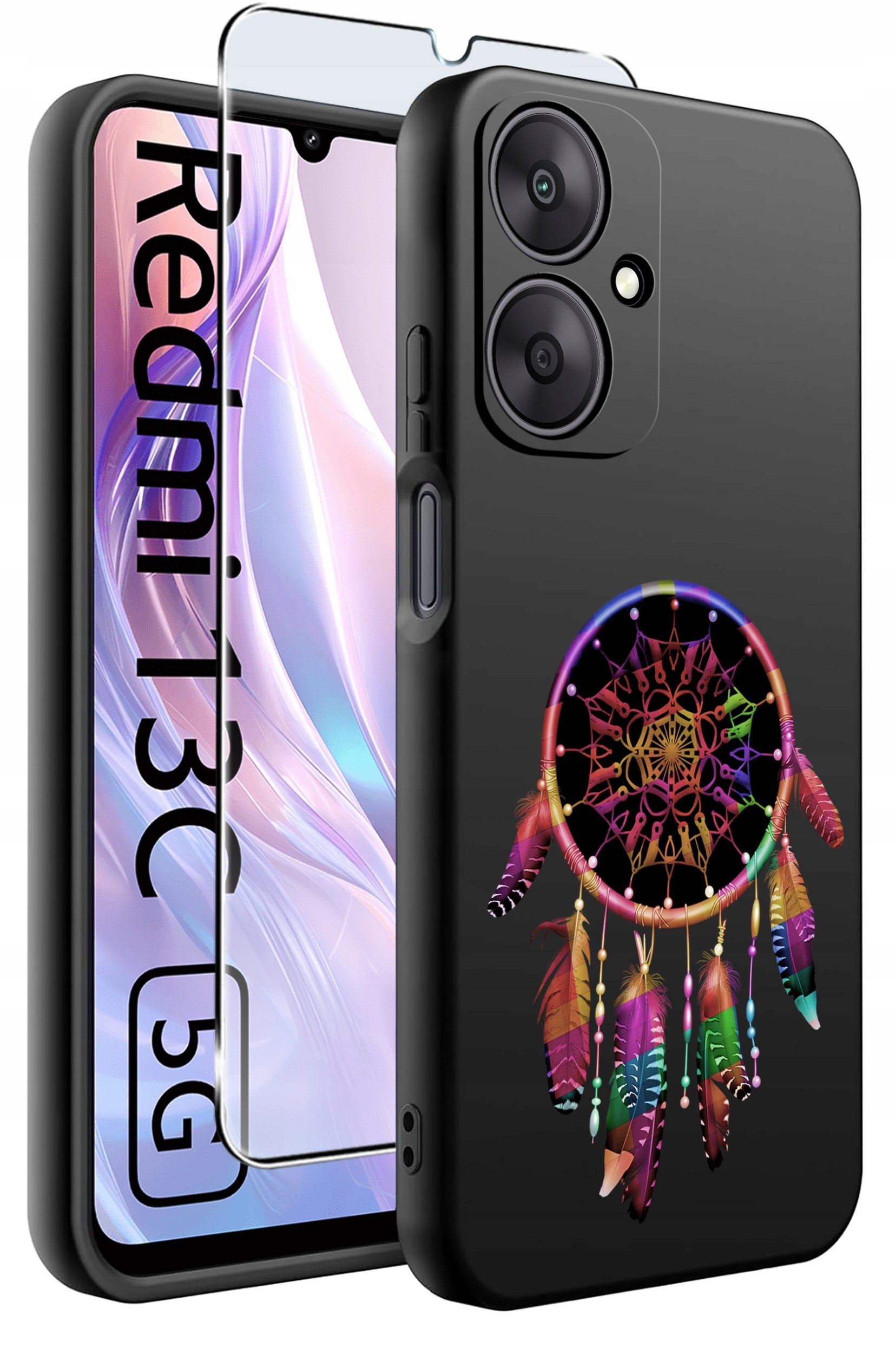 ETUI do Xiaomi Redmi 13C 5G WZORY |SILIKONOWE MATT CASE +SZKŁO HARTOWANE 9H