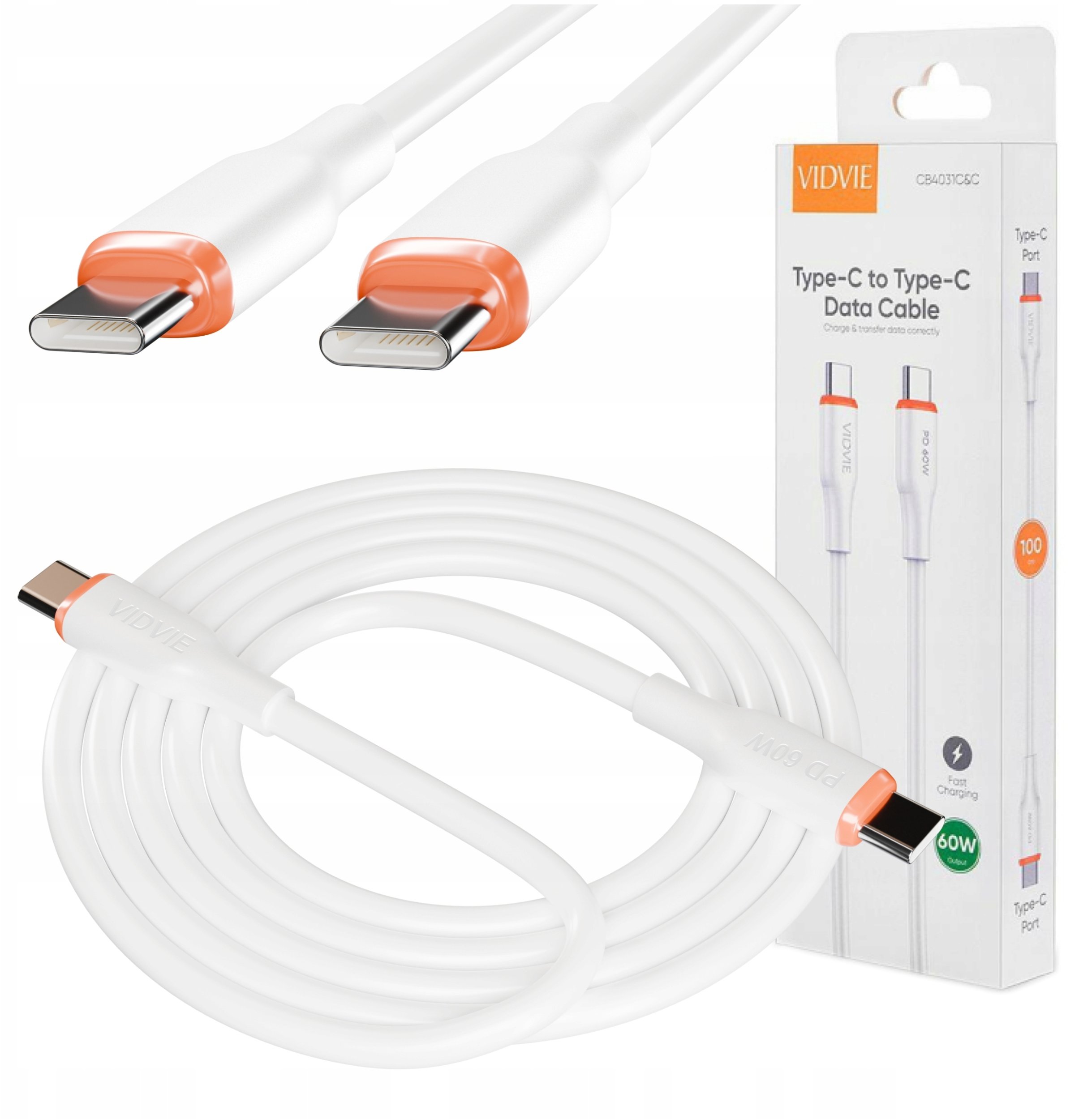 Kabel USB Vidvie SZYBKI KABEL USB TYP-C PRZEWÓD MOCNY SZYBKIE ŁADOWANIE 60W 1m