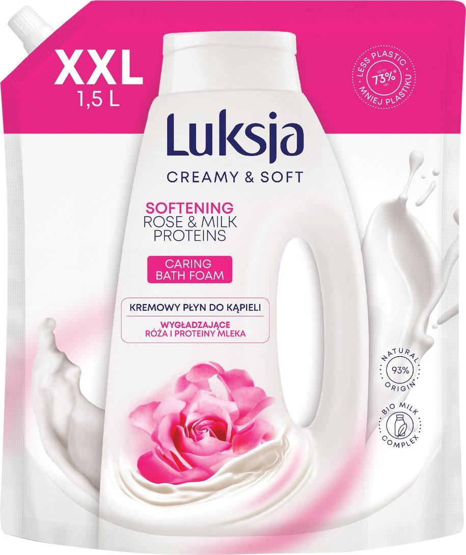 Luksja Creamy & Soft Kremowy płyn do kąpieli softening-rose & protein milk-zapas 1500ml