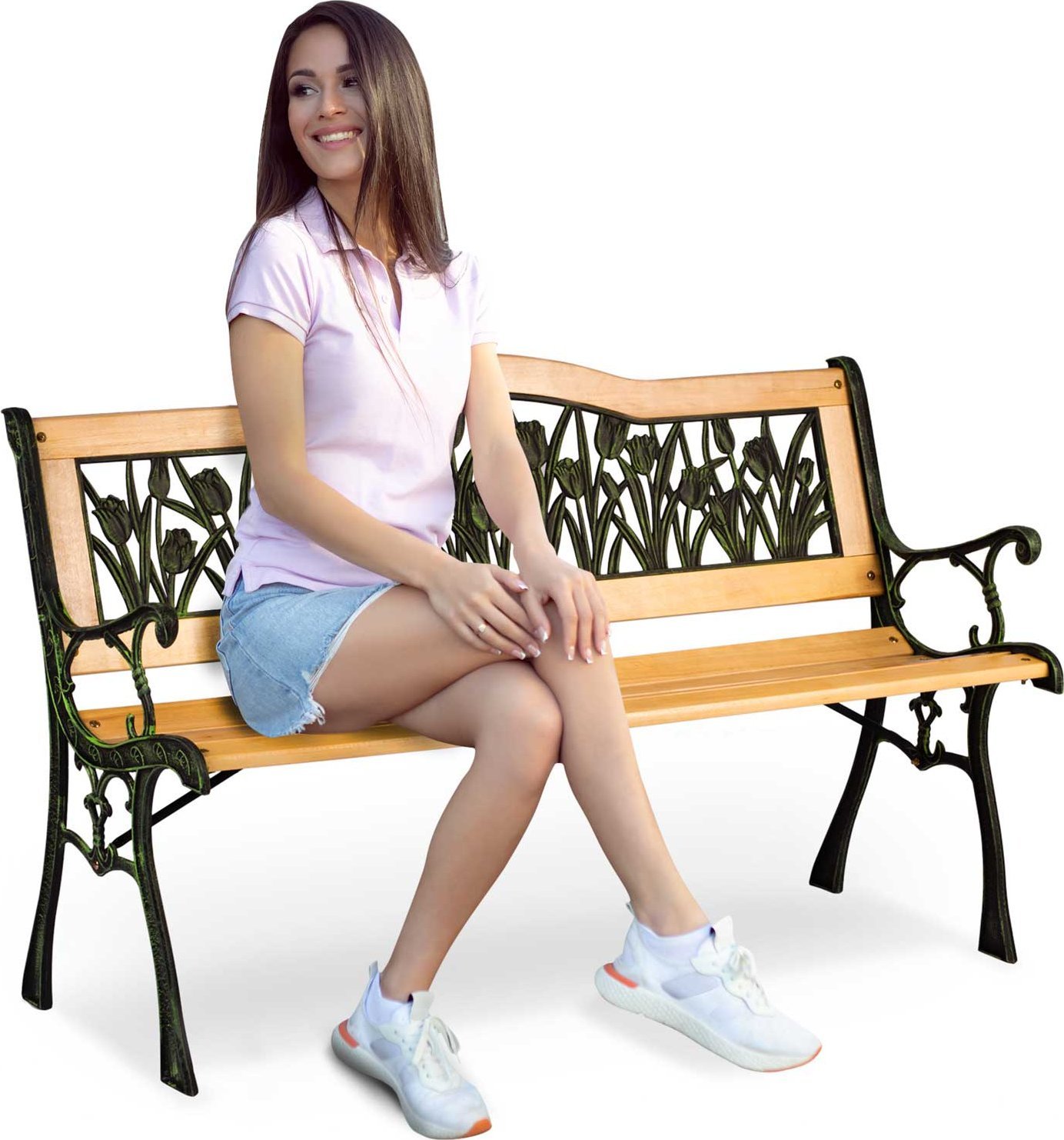 Sofotel Ławka parkowa z oparciem 123,5 x 74 x 48 cm Gardi Tulip