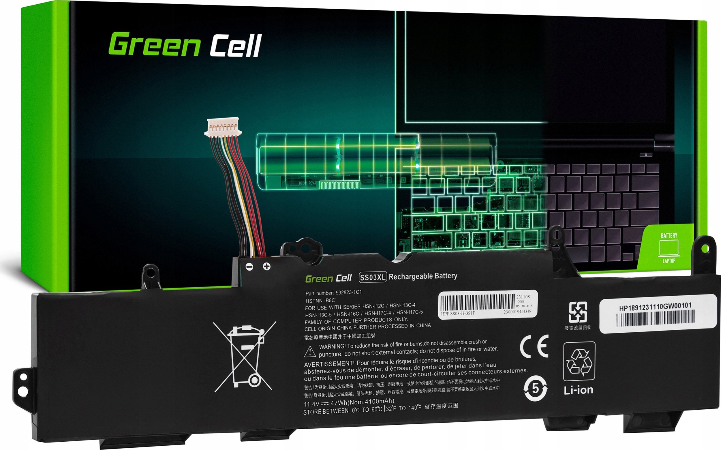 Bateria Green Cell SS03XL 11,4V 4100mAh do HP EliteBook 735 830 840 G5 G6 (HP189)