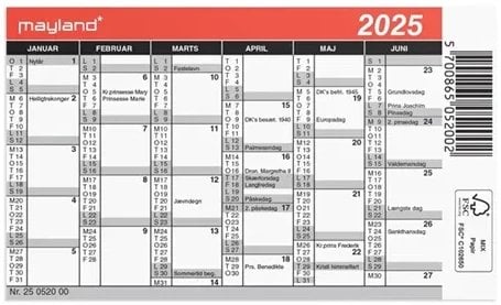 Mini kalender 2025