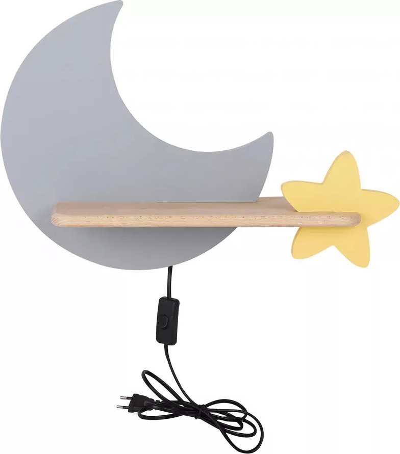 Kinkiet Lumes Szaro-żółty kinkiet ścienny księżyc z wtyczką - K030-Bibi