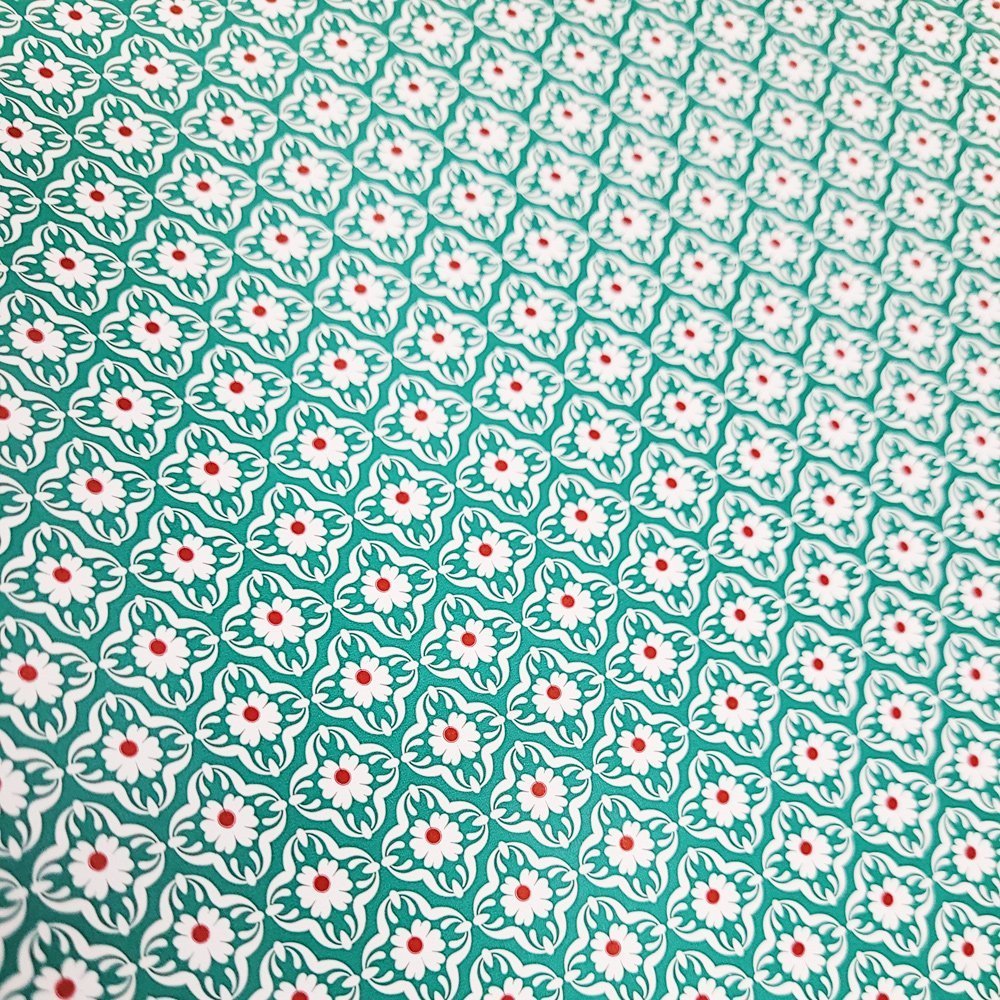 Papier kwiatki zielony do prezentów 57cmx20m 20m342