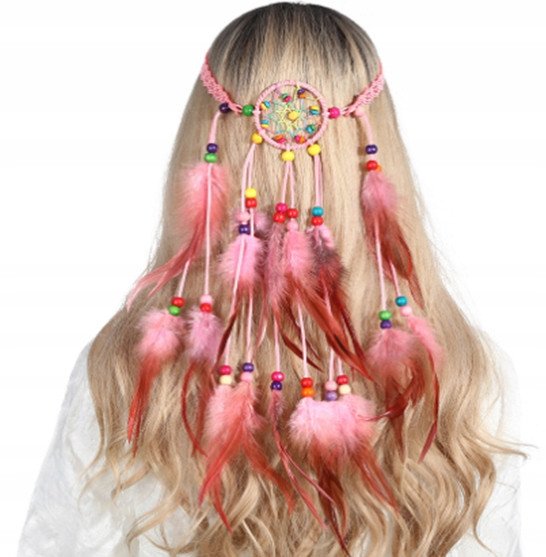 Pióropusz OPASKA do Włosów ŁAPACZ SNÓW PIÓRKA A18