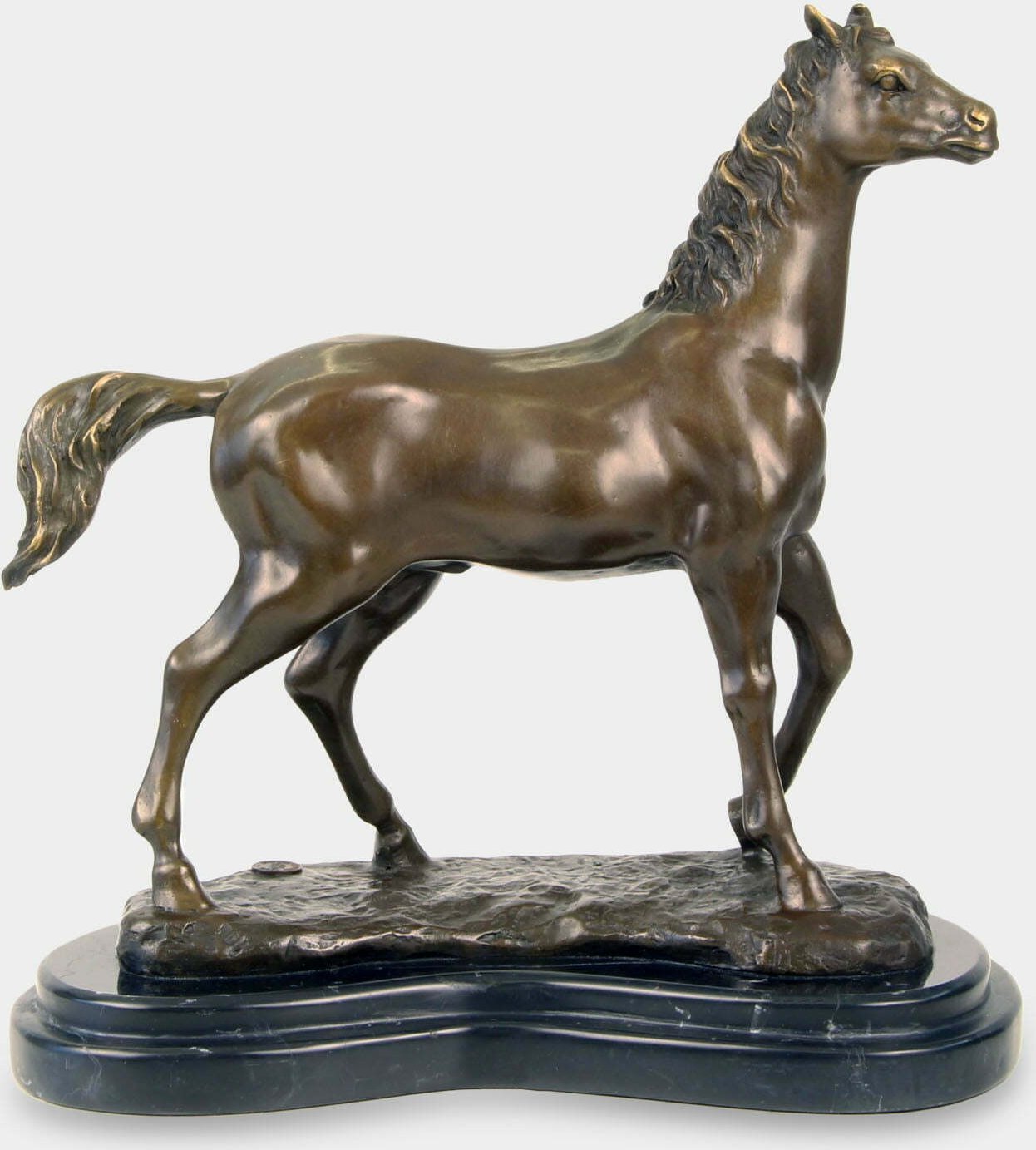 rzezbyzbrazu Dostojny Koń Piękny Ogier Rzeźba z Brązu