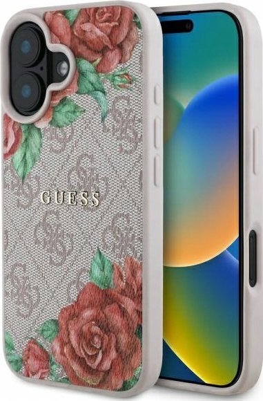 Guess GUHMP16SP4ROPEMCP iPhone 16 6.1" różowy/pink hardcase 4G Flowers Print MagSafe