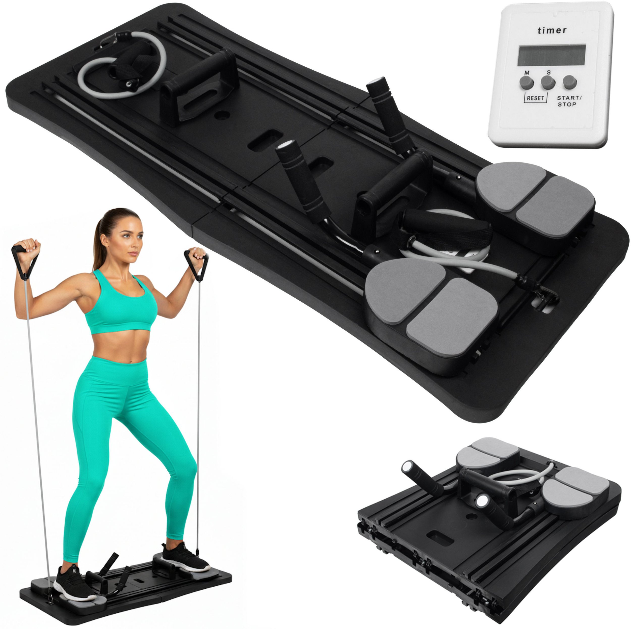 Coil Deska do pilatesu wielofunkcyjna jogi składana trening domowy czarna