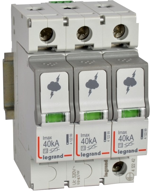 Ogranicznik przepięć Typ T2 3P 40kA 1,7kV ON 300 TT, TN (TNC, TNS) 412242