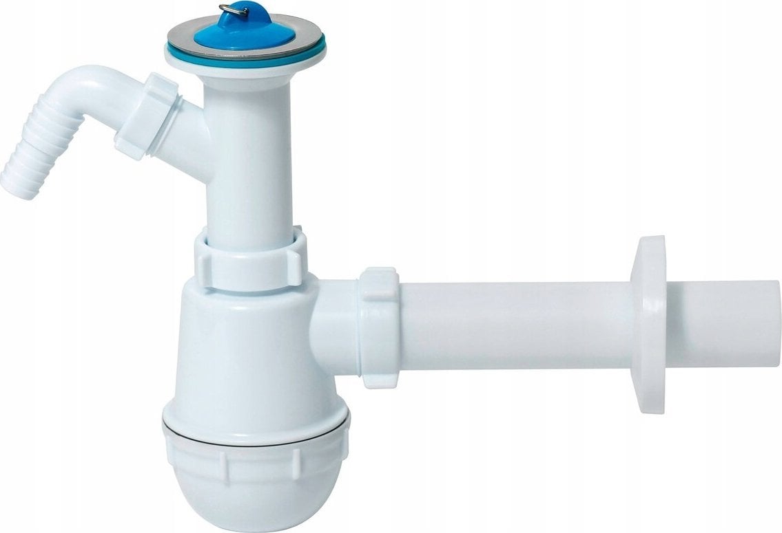 Syfon Tycner Syfon do zlewu fi50 mm butelkowy, metalowe sitko, wyjście: pralka/zmywarka 1-komora [5/30]