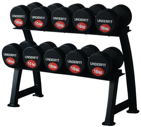 Zestaw hantli gumowanych 2 x 6-30 kg 5 par (182 kg) UNDERFIT + stojak