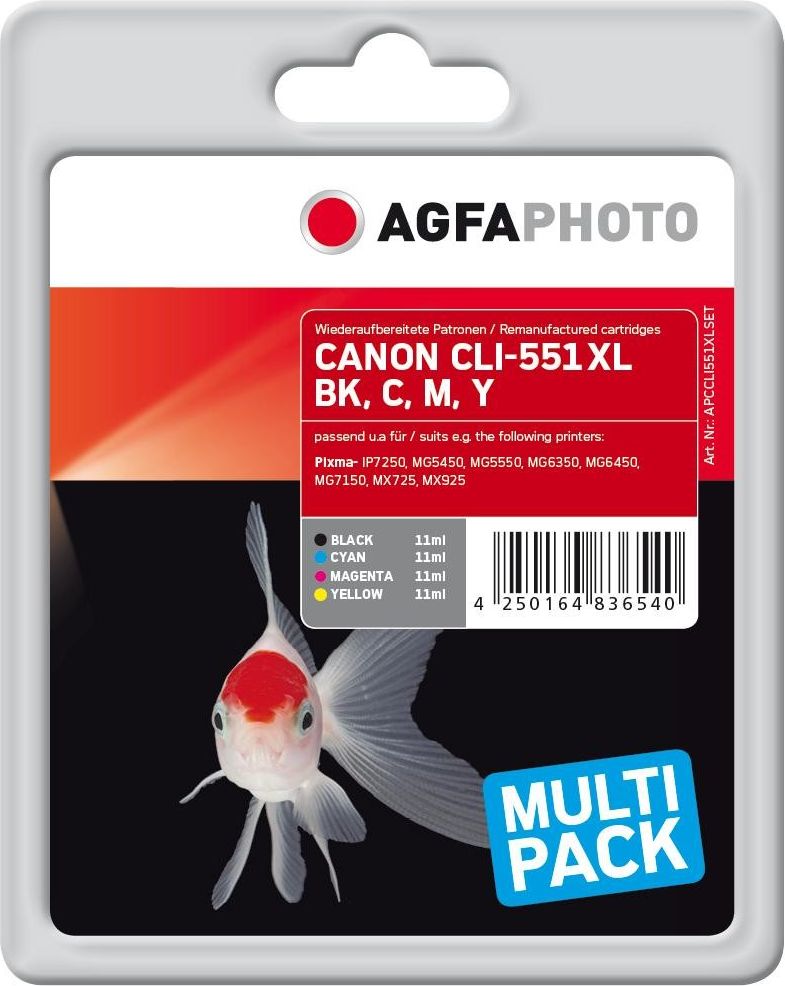 Tusz AgfaPhoto Tusz APCCLI551XLSET / CLI-551X (Black, Cyan, Magenta, Yellow)