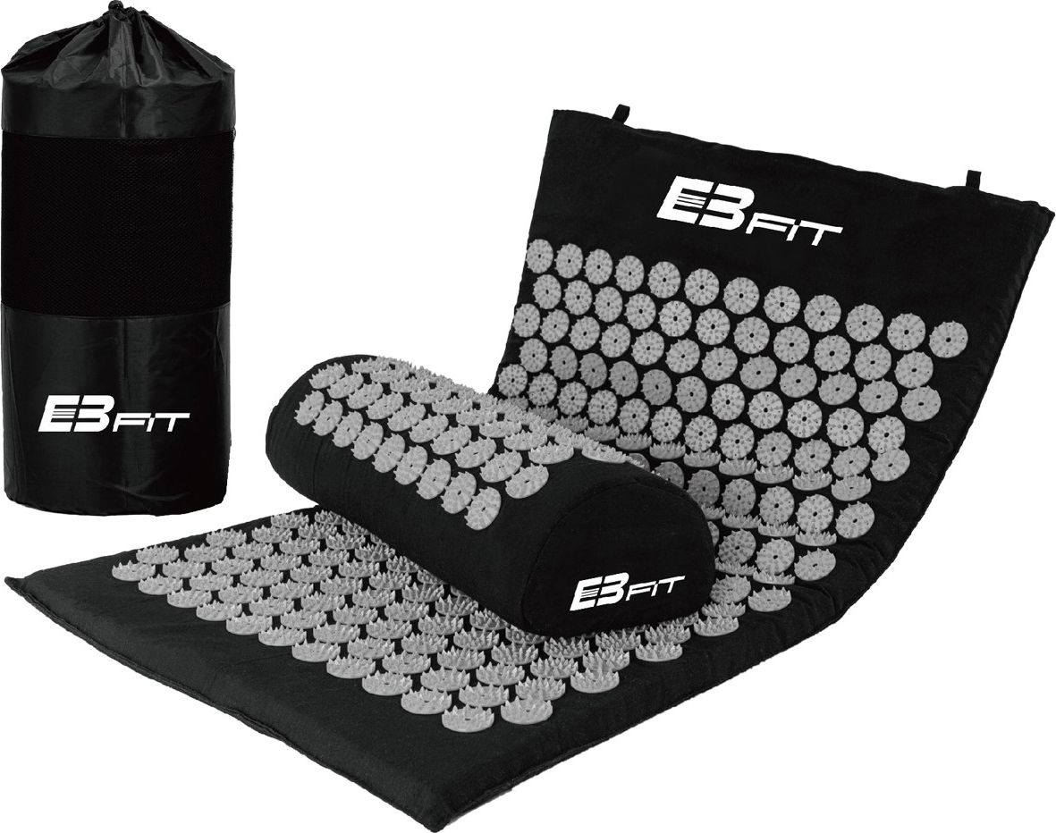 Eb Fit Mata do akupresury i masażu z poduszką 67x42x2cm, czarny
