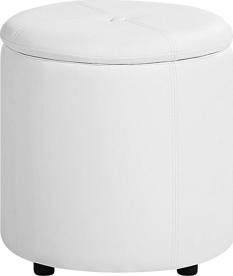 Beliani Puf ze schowkiem ⌀ 38 cm ekoskóra biały MARYLAND