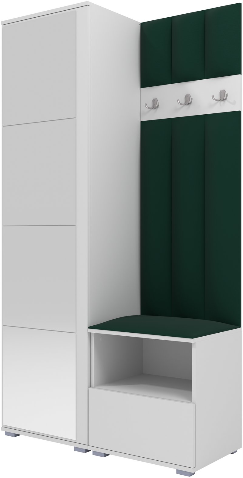 Tapicerowana garderoba Nela I LUX z lustrem - kolor biały + tkanina Trinity 28