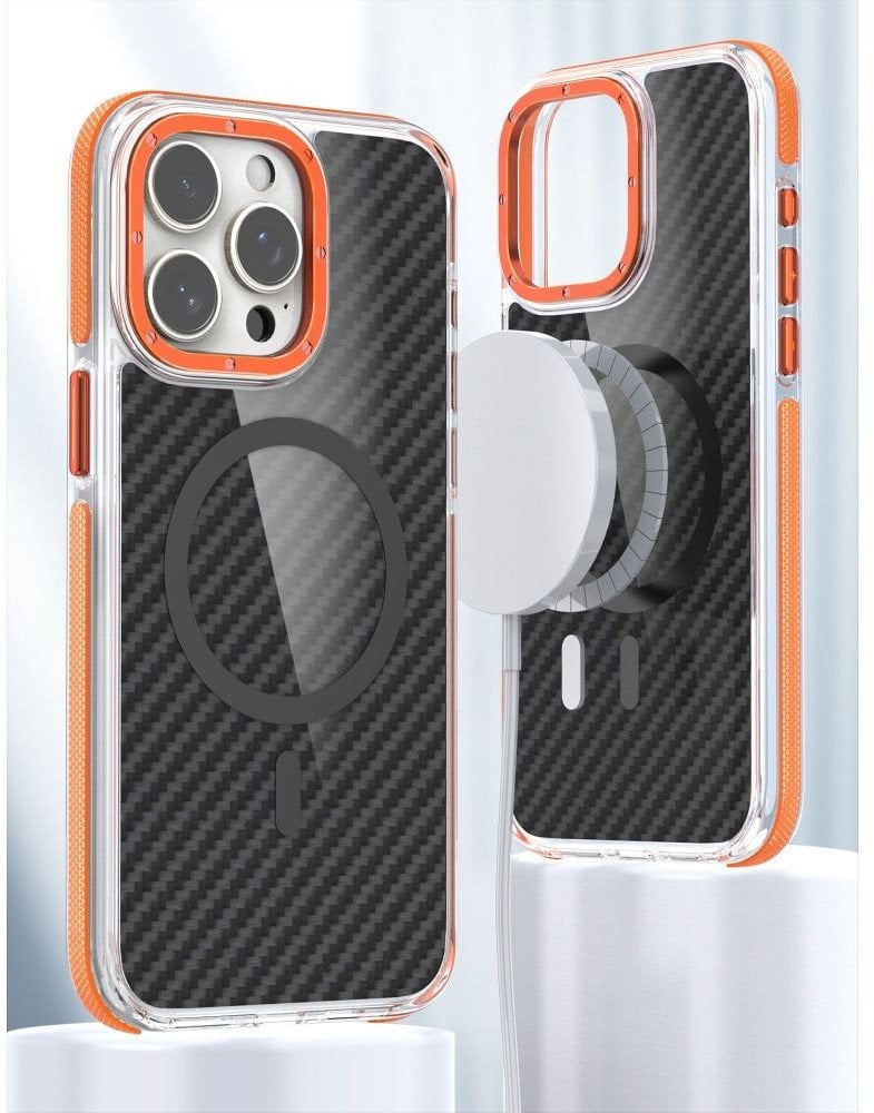 Futerał FIBER kompatybilny z MagSafe do IPHONE 16 PRO MAX pomarańczowy