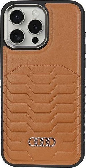 Audi Synthetic Leather MagSafe iPhone 15 Pro Max 6.7" brązowy/brown hardcase AU-TPUPCMIP15PM-GT/D3-BN