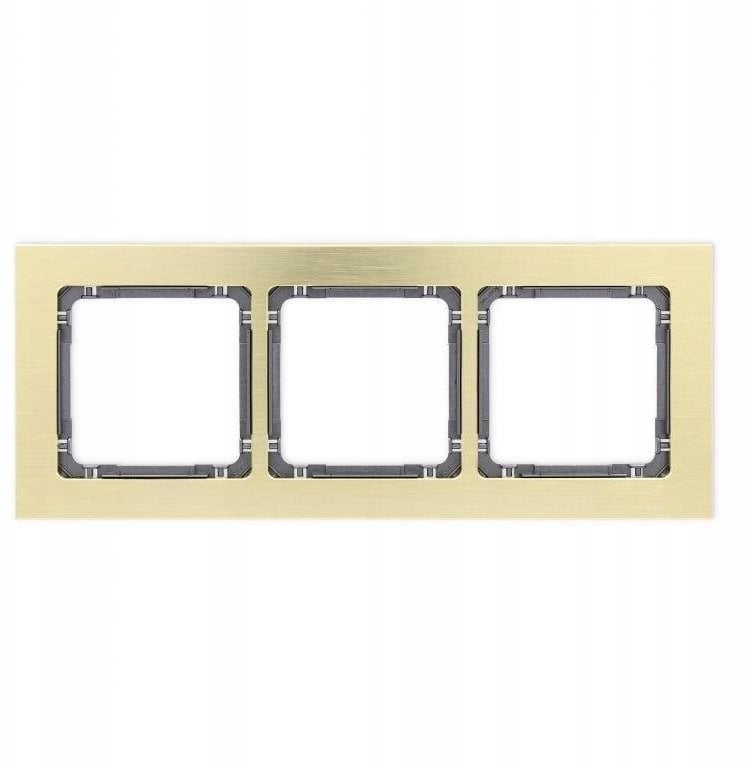 DECO Ramka uniwersalna potrójna - aluminium szczotkowane (ramka: kolor mosiężny spód: grafitowy) 8-11-DRA-3