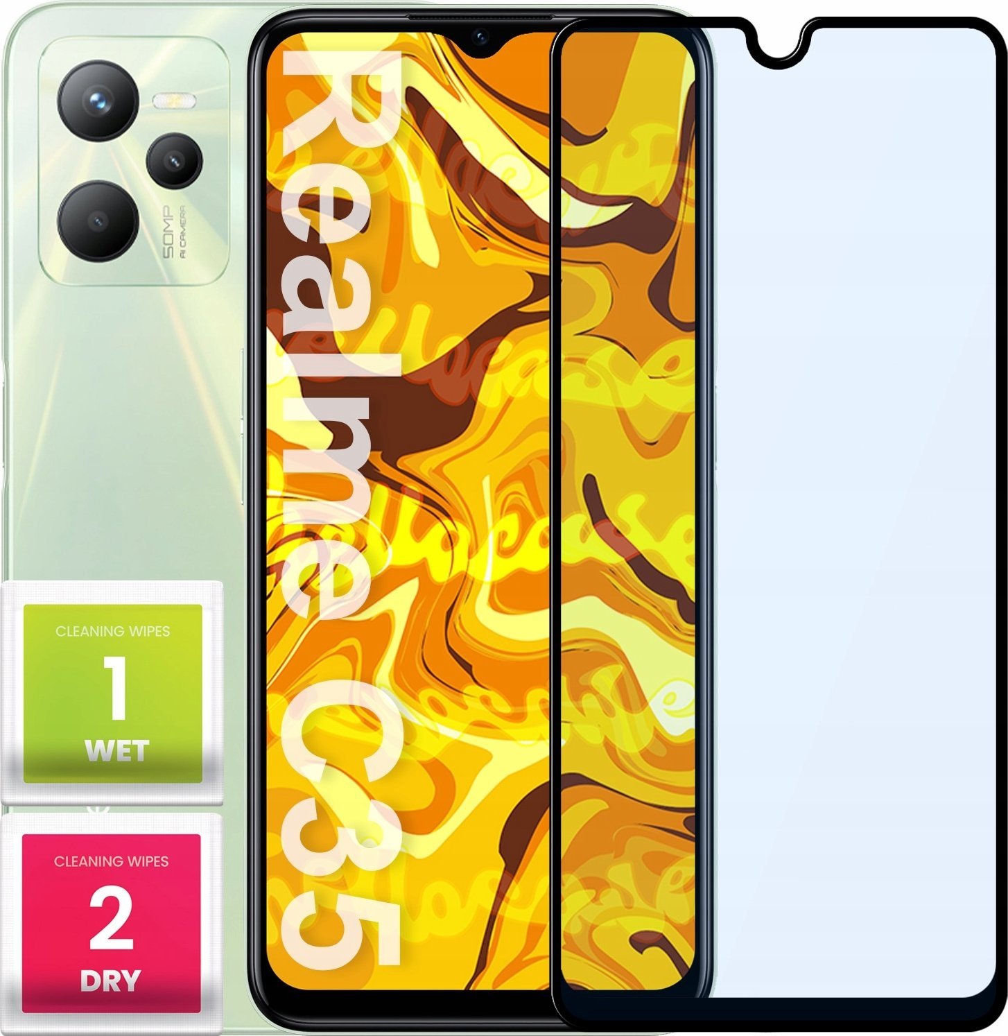 Hello Case SZKŁO HARTOWANE DO REALME C35 PEŁNE NA CAŁY EKRAN SZKIEŁKO OCHRONNE SZYBKA