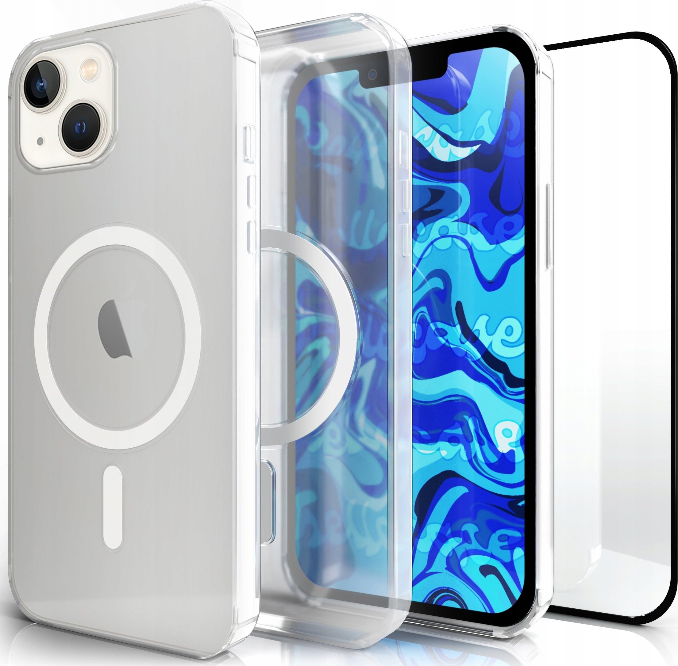 CaseMagsafe Etui magsafe do iPhone 13 przezroczyste magnetyczne pancerne + SZKŁO 5D 9H