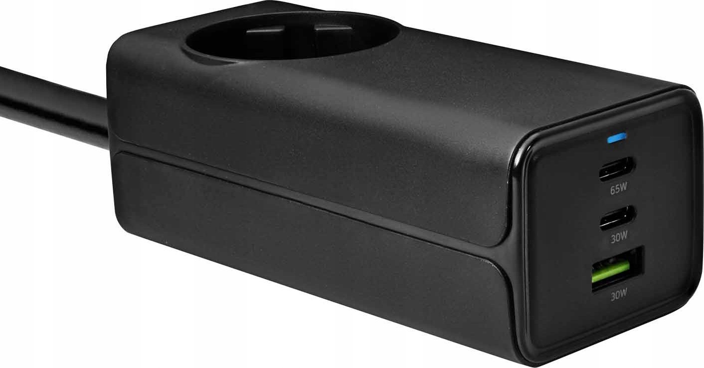 Ładowarka Akyga AKYGA Wall charger AK-CH-21 65W 2xUSB-C USB-A PD GaN 5-20V / 1.5-4.5A + AC Socket black