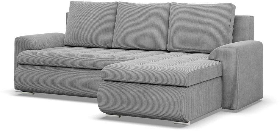 Narożnik rozkładany, prawy, Bosco, sztruks, 230x159x89 cm, jasny szary | TYLETEGOTU