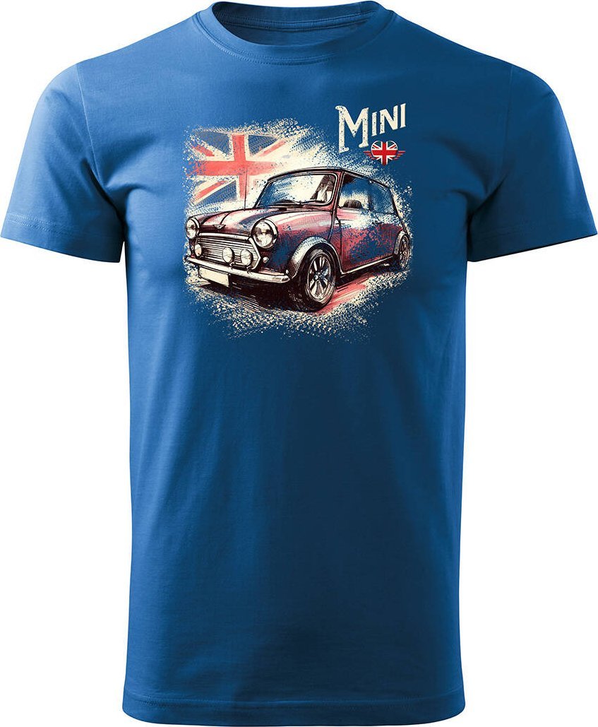 Topslang Koszulka z samochodem Mini Morris Mini Cooper kolekcjonerska męska niebieska REGULAR L
