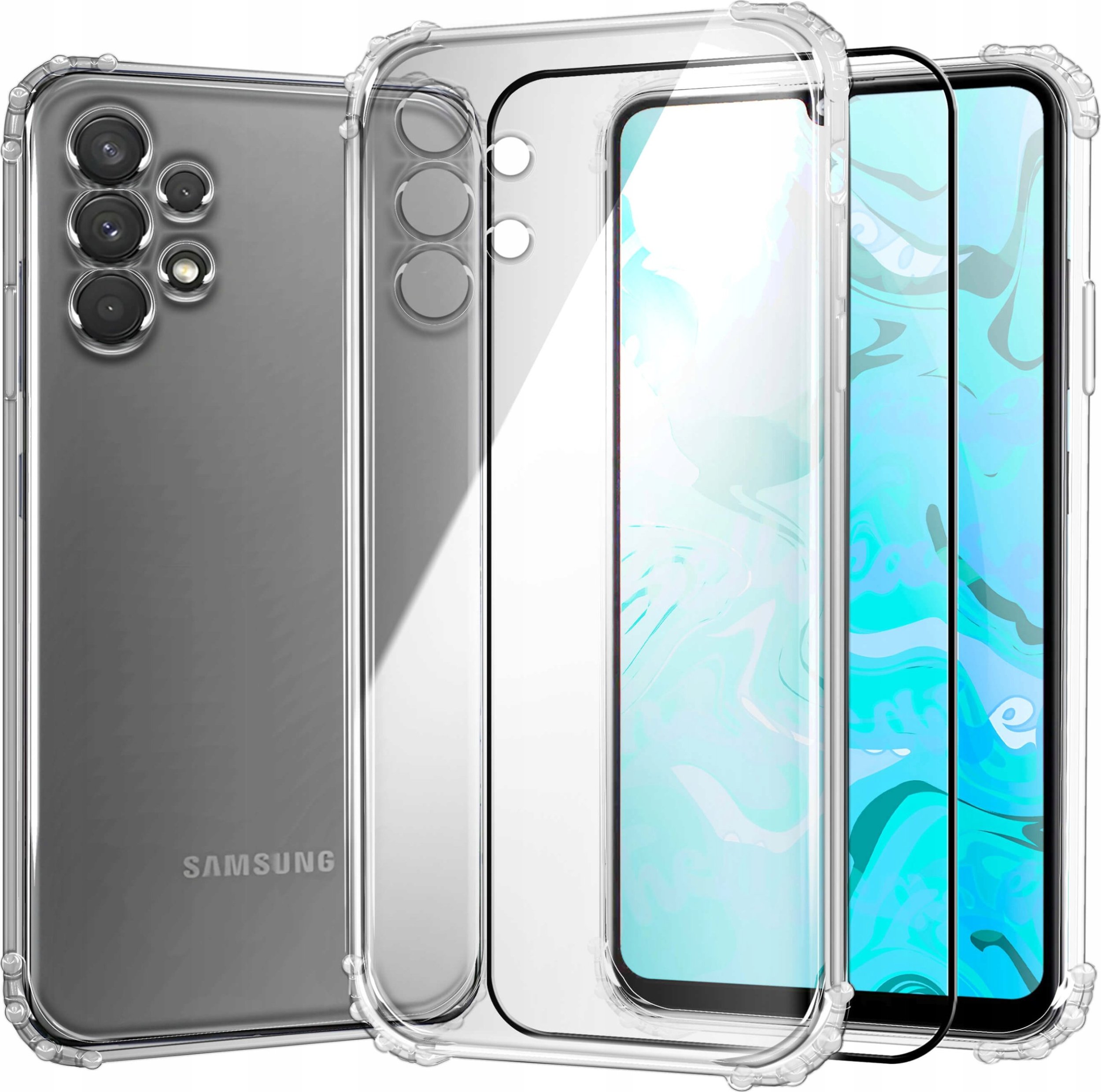 Hello Case Etui Do Samsung Galaxy A32 (Przezroczyste, Pancerne, Silikonowe) Szkło 5D