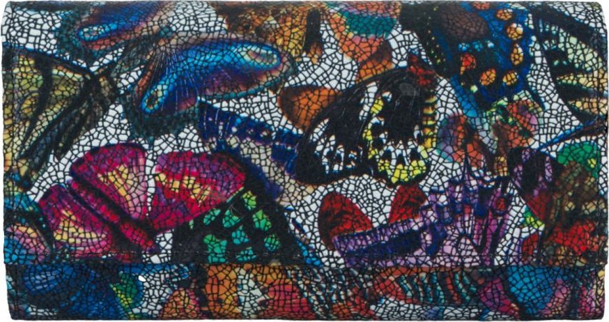 Stefania Skórzany duży portfel damski aline - stefania, motyle