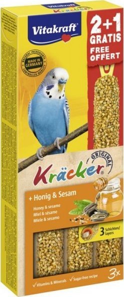 Vitakraft VITAKRAFT Kracker miód i sezam - przysmak dla papużki falistej - 2+1