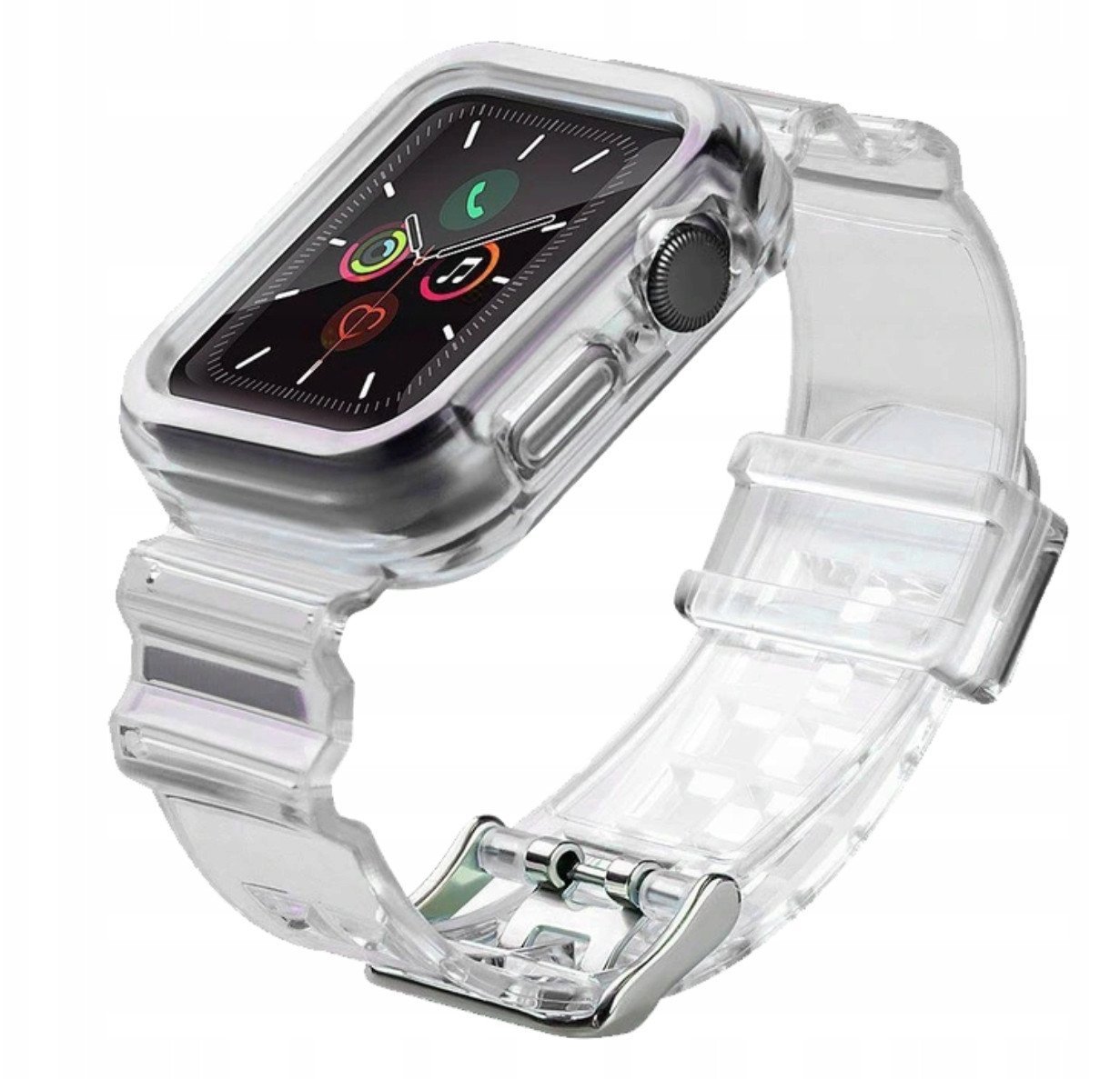 Silikonowa opaska pasek bransoleta bransoletka etui Strap Light Set do zegarka Apple Watch 38 mm - czarna