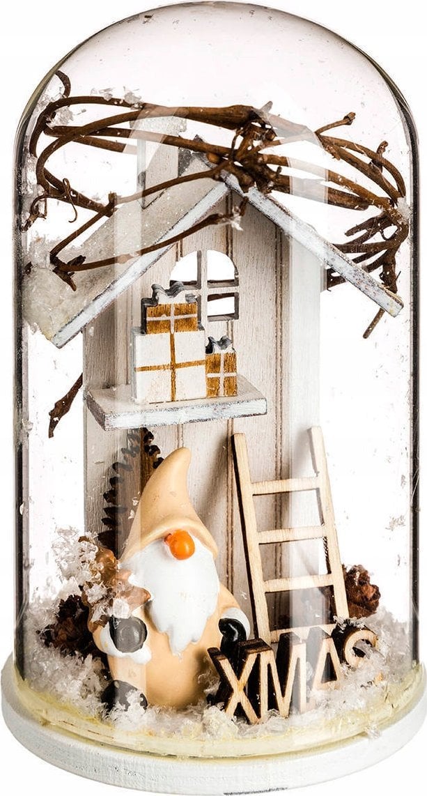 Fééric Lights and Christmas Kopuła szklana z ozdobą drewnianą, 12,5 cm