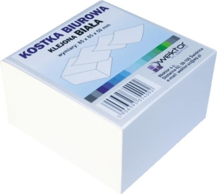 Wektor Kostka klejona biała 85x85mm 5cm