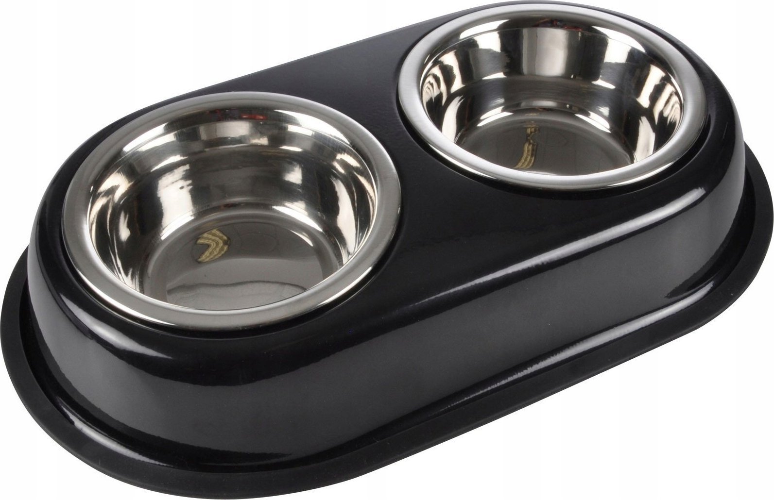 Kerbl Miska na karmę dla psa podwójna, stal nierdzewna, Ø 14 cm, czarna