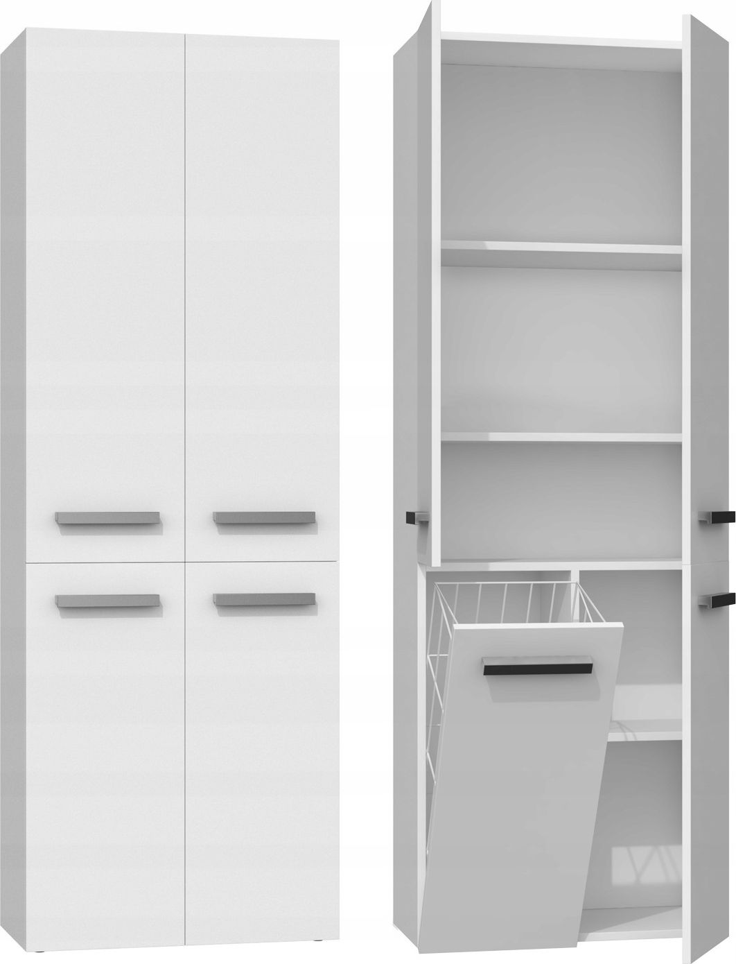 Topeshop Szafka łazienkowa Nel dd 1k kosz 60cm biała (NEL 1K DD BIEL KPL)