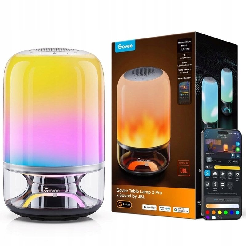 Lampka biurkowa Govee H6020 Table Lamp 2 Pro Sound by JBL | RGBICWW, 600lm, Wi-Fi, Bluetooth, 5200mAh