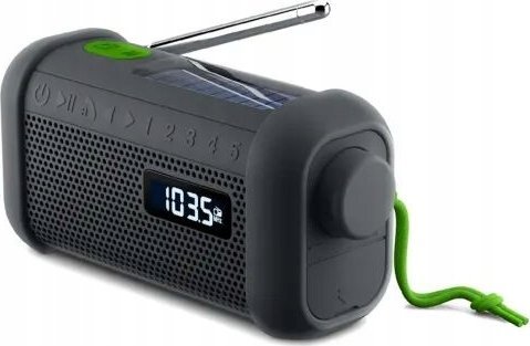 Radio Muse Muse | Portable Solar Radio with Crank and Flashlight | MH-08 MB | AUX in | Bluetooth | FM radio