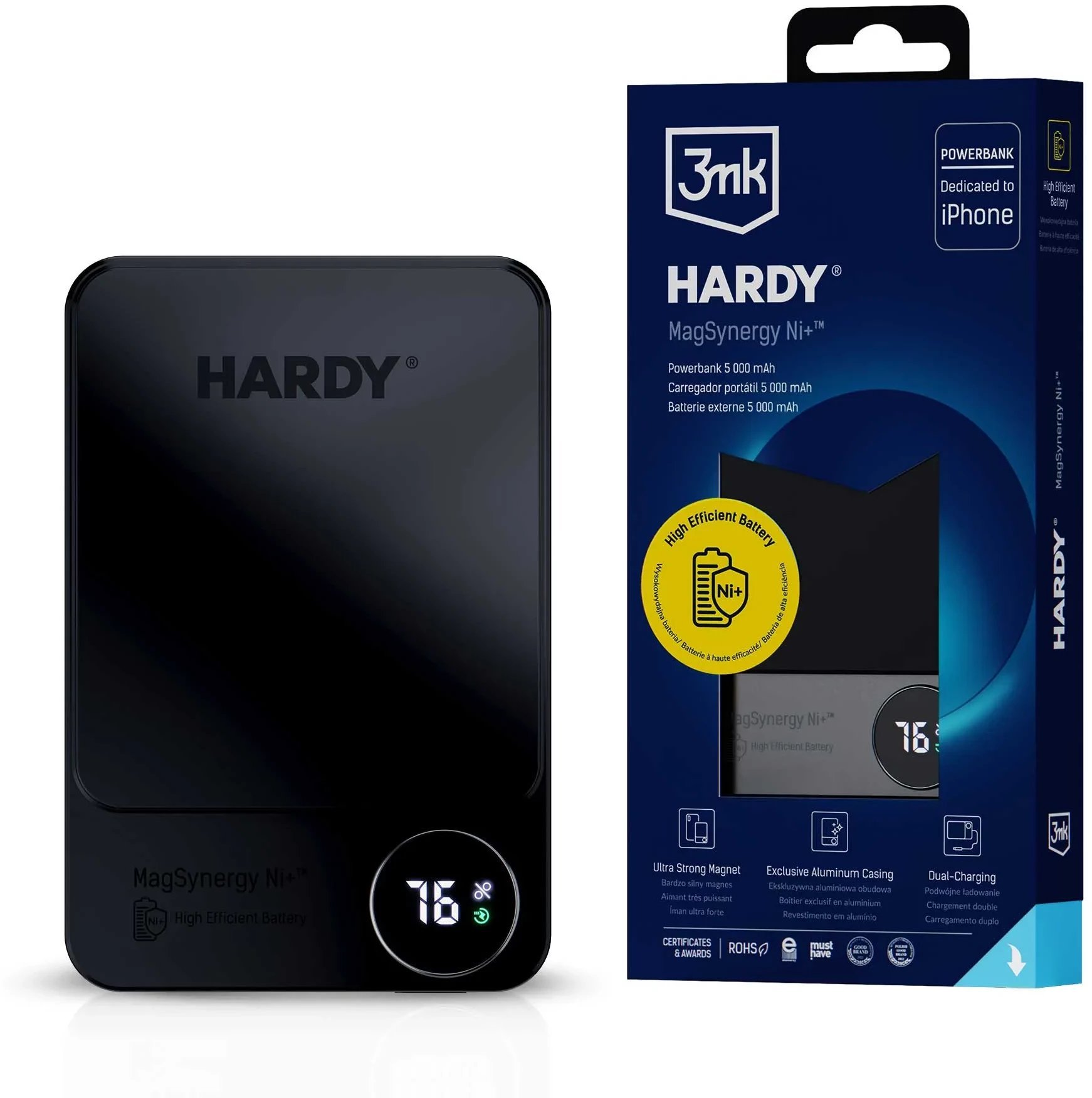 Accessories - 3mk HARDY MagSynergy Ni+ 5,000mAh 22.5W USB 1C1L-Black