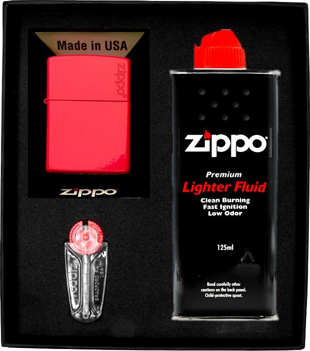 Zestaw ZIPPO Zapalniczka RED MATTE LOGO Prezentowy No1