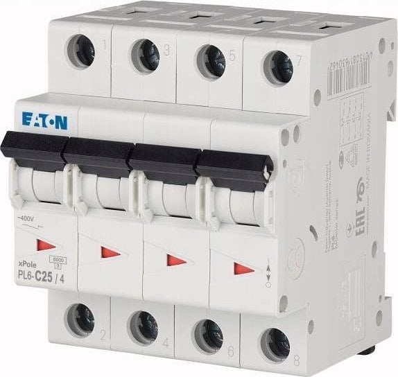 Eaton Wyłącznik nadprądowy 4P C 25A 6kA AC PL6-C25/4 166523