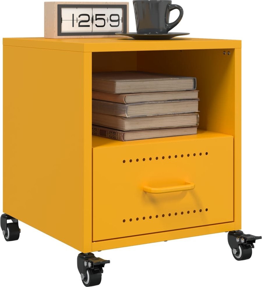 vidaXL Szafki nocne, 2 szt., musztardowe, 36x39x43,5 cm, stal