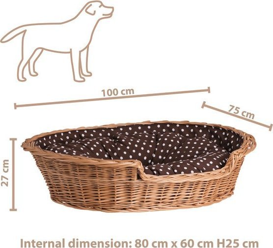 WickerPL POPPY OWALNE WIKLINOWE LEGOWISKO DLA ZWIERZĄT KOSZ DLA PSA 100X75 H27 / ROZMIAR WEWNĘTRZNY 80X60 H25 CM
