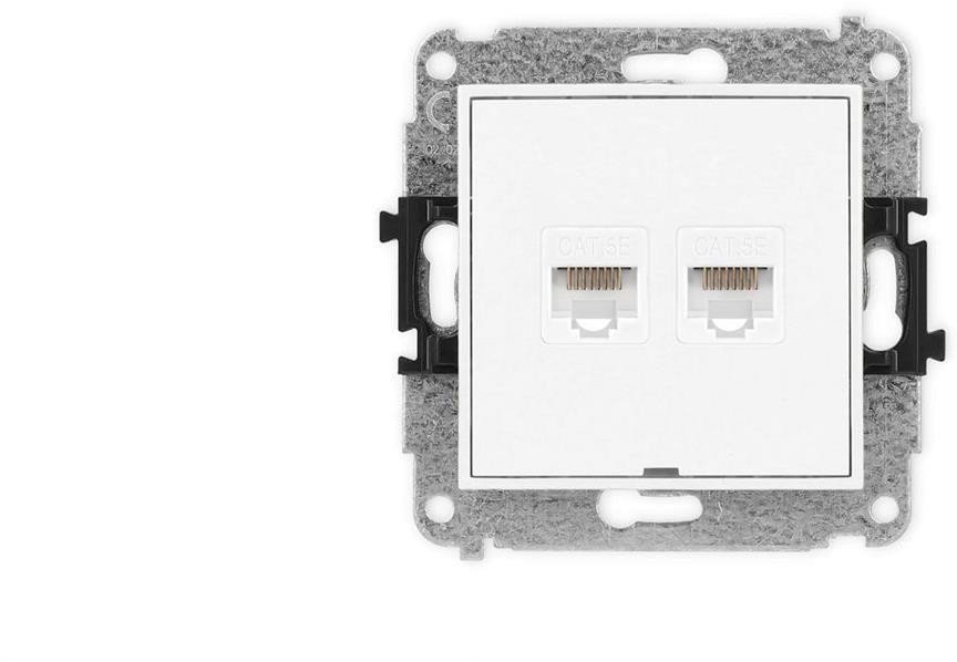 ICON Mechanizm gniazda komputerowego podwójnego 2xRJ45, kat. 5e, 8-stykowy, bez pola opisowego biały IGKBO-2